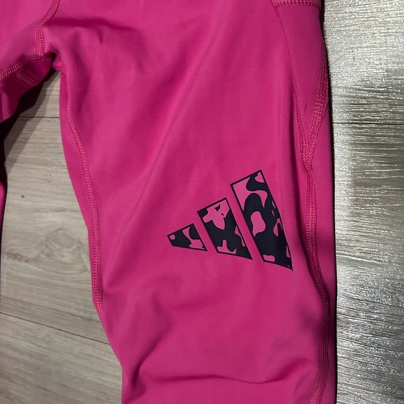 Adidas girls Pants Optime High-Waisted Tights-Fuchsia - girls large - Picture 4 of 5